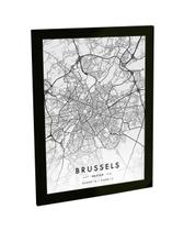 Quadro Decorativo A4 Bruxelas Bélgica Mapa Pb Viagem Turismo