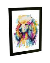 Quadro Decorativo A4 Cachorro Poodle Pintura Colorida Animais