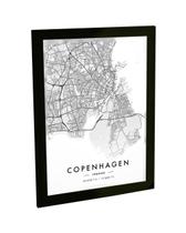 Quadro Decorativo A4 Copenhague Dinamarca Mapa Pb Viagem - Bhardo