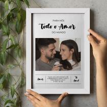Quadro Decorativo A4 Dia dos Namorados Para Nós Todo Amor do Mundo