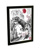 Quadro Decorativo A4 Dinossauro T-Rex Decoração Japonesa