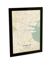 Quadro Decorativo A4 Mapa 01 Dublin Irlanda Viagem Turismo