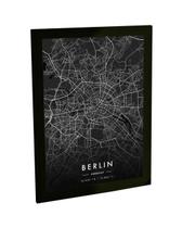 Quadro Decorativo A4 Mapa Berlin Alemanha Europa Black Poster