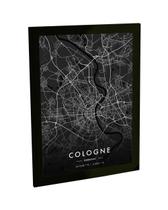Quadro Decorativo A4 Mapa Cologne Colônia Alemanha Black - Bhardo