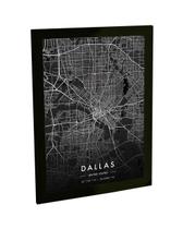 Quadro Decorativo A4 Mapa Dallas Texas Estados Unidos Black