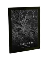 Quadro Decorativo A4 Mapa Düsseldorf Alemnha Europa Black