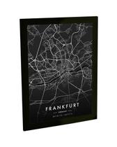 Quadro Decorativo A4 Mapa Frankfurt Alemão Europa Black