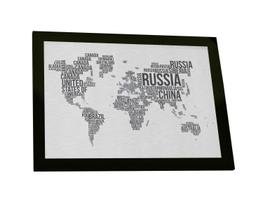 Quadro Decorativo A4 Mapa Mundi Nomes Dos Países Decoração