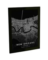 Quadro Decorativo A4 Mapa New Orleans Estados Unidos Black