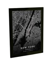 Quadro Decorativo A4 Mapa Nova York Estados Unidos Black