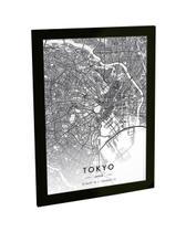 Quadro Decorativo A4 Tokyo Japão Mapa Pb Viagem Turismo