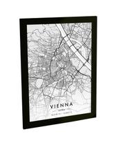 Quadro Decorativo A4 Viena Áustria Mapa Pb Viagem Turismo