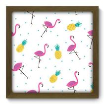 Quadro Decorativo - Abacaxi e Flamingos - 33cm x 33cm - 351qdcm Quadro Decorativo - Abacaxi e Flamingos - 33cm x 33cm - 351qdcm