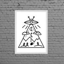 Quadro Decorativo Abdução Disco Voador 33X24Cm - Com Vidro Quadro Decorativo Abdução Disco Voador 33X24Cm - Com Vidro