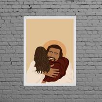 Quadro Decorativo Abraço De Cristo 24x18cm - com vidro