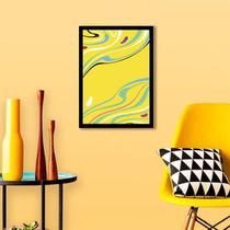 Quadro Decorativo Abstrato Amarelo Ondas 45x34cm