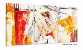 Quadro Decorativo Abstrato Amarelo vermelho 120x60 3 peças