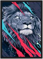Quadro Decorativo Abstrato Animais Leão Com Moldura Salas Quadro Decorativo Abstrato Animais Leão Com Moldura Salas
