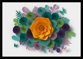 Quadro Decorativo Abstrato Artístico Moderno Cores Flores Com Moldura RC043 - Vital Printer