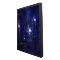 Quadro Decorativo Abstrato Azul Oceano em Moldura Caixa