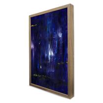 Quadro Decorativo Abstrato Azul Oceano em Moldura Caixa
