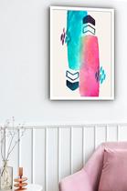 Quadro Decorativo Abstrato Azul Rosa Setas - 70x50cm