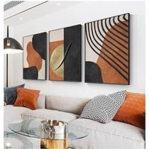 Quadro decorativo abstrato blocos de cores linhas pretas moderno escandinavo casa sala quarto hall