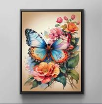 Quadro Decorativo Abstrato Borboleta Flores Cozinhas Decoração Para Salas