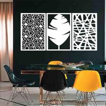 Quadro Decorativo Abstrato Branco 3Mm Vazado - Mdf