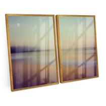 Quadro Decorativo Abstrato C/ Moldura e Vidro Moderno Degradê Cores Praia Motion Blur - Bimper