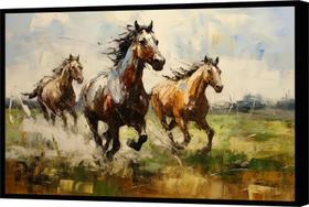 Quadro Decorativo Abstrato Canvas Filete Animais Cavalos Campo Cavalo