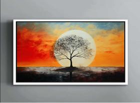 Quadro Decorativo Abstrato Canvas Moldura Filete Árvore Lua Cheia Salas Quadro Decorativo Abstrato Canvas Moldura Filete Árvore Lua Cheia Salas