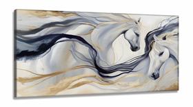 Quadro Decorativo Abstrato Cavalos em Tecido Canvas 130x60 cm Quadro Decorativo Abstrato Cavalos em Tecido Canvas 130x60 cm