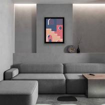 Quadro Decorativo Abstrato Cidade Rosa E ul Iii 45x34cm