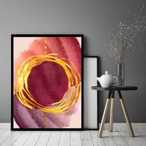 Quadro Decorativo Abstrato Círculo Dourado - 70x50cm