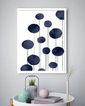 Quadro Decorativo Abstrato Círculos Azuis - 70x50cm Quadro Decorativo Abstrato Círculos Azuis - 70x50cm