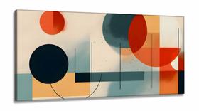 Quadro Decorativo Abstrato Circulos em Tecido Canvas 130x60 cm