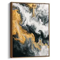Quadro decorativo Abstrato - Dança de Ouro e Cinzas Eternas - Art Canvas Quadro decorativo Abstrato - Dança de Ouro e Cinzas Eternas - Art Canvas