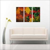 Quadro Decorativo Abstrato Decorações Escritórios Consultórios Salas 3 peças Moldura