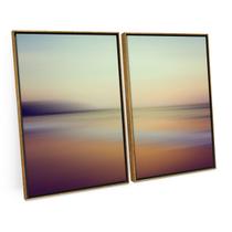 Quadro Decorativo Abstrato Degradê Praia Motion Blur Moderno Para Sala Kit Grande C/ Moldura - Bimper