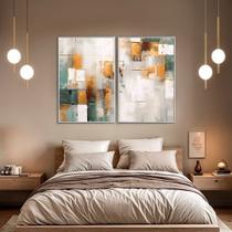 Quadro Decorativo Abstrato Dourado Com Verde Kit 2 Quadros Quadro Decorativo Abstrato Dourado Com Verde Kit 2 Quadros