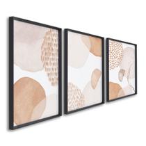 Quadro Decorativo Abstrato Floral com 3 Telas de Parede para Sala Quarto Escritório