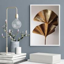 Quadro Decorativo Abstrato Folha Leque Bronze 33x24cm - com vidro Quadro Decorativo Abstrato Folha Leque Bronze 33x24cm - com vidro