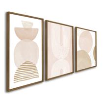 Quadro Decorativo Abstrato Formas Arredondadas com 3 Telas 50x75 e 60x90 de Parede para Sala Quarto Escritório Quadro Decorativo Abstrato Formas Arredondadas com 3 Telas 50x75 e 60x90 de Parede para Sala Quarto Escritório
