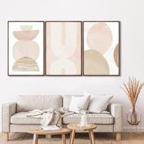 Quadro Decorativo Abstrato Formas Arredondadas com 3 Telas para Sala Quarto Escritório 60cm X 90cm Com Vidro Quadro Decorativo Abstrato Formas Arredondadas com 3 Telas para Sala Quarto Escritório 60cm X 90cm Com Vidro