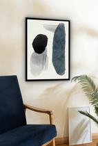 Quadro Decorativo Abstrato Formas Cinza Preto - 70X50Cm