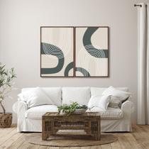 Quadro Decorativo Abstrato Formas Preto e Branco com 2 Telas de Parede para Sala Quarto Escritório