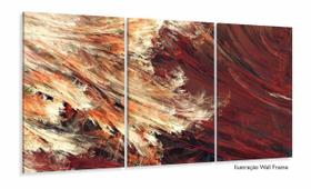 Quadro Decorativo Abstrato Fractal 120x60 3 pçs sala quarto