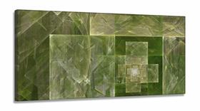 Quadro Decorativo Abstrato Fractal Verde Sala Quarto em Tecido Canvas