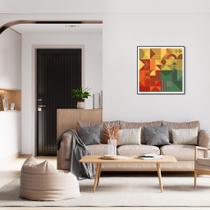 Quadro Decorativo Abstrato, Geometria Colors Moldura Filete, Preta